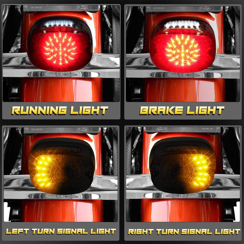 NTHREEAUTO Smoked LED Tail Light Brake Turn Signal Light Low Profile Taillights Compatible with Harley Road King, Sportster 883 1200, FXDL, FLST, Electra Road Glide, Dyna - Image 3